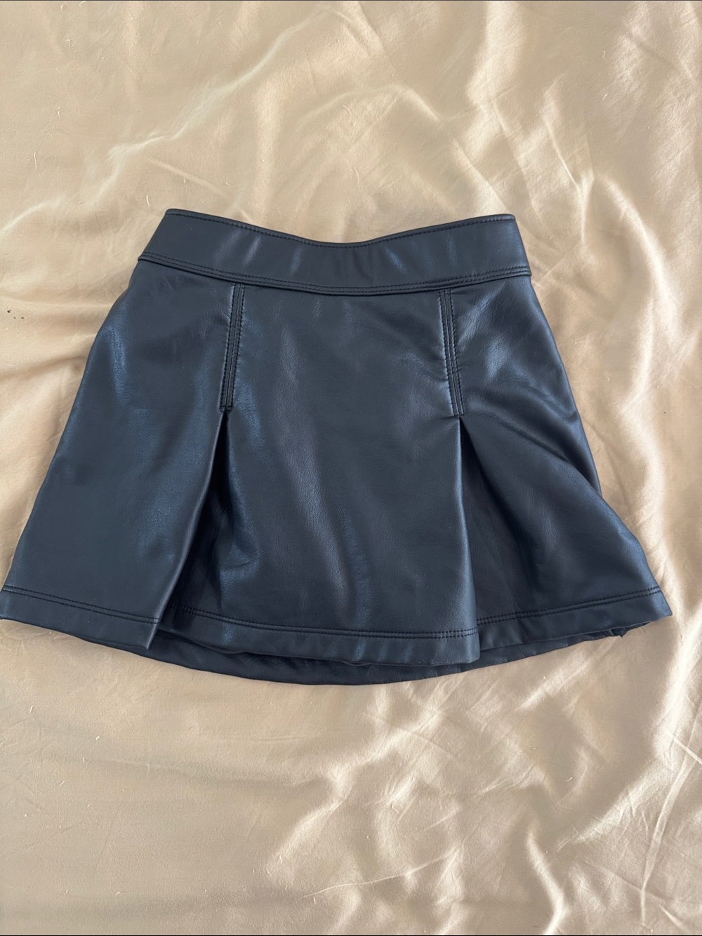 abercrombie kids Black Faux Leather Circle Skirt
